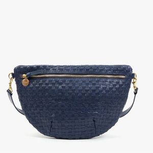 Clare V Navy Woven Crossbody Bag